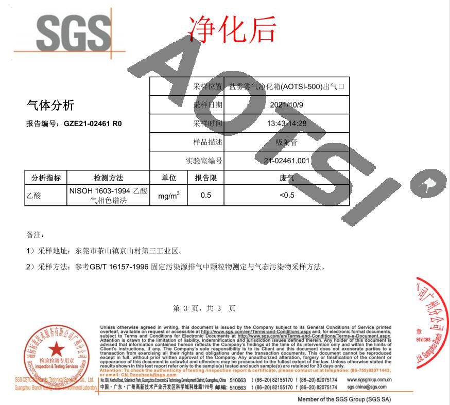 鹽霧霧氣凈化箱認(rèn)證報(bào)告